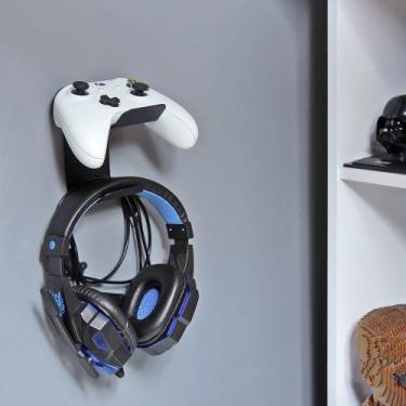Imagem de Suporte de Fone e Controle Game - Parede - Aço - Preto - Maxx Diamond