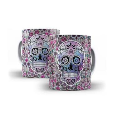 Imagem de Caneca Branca Porcelana Caveira Mexicana + Caixinha - RYLLO