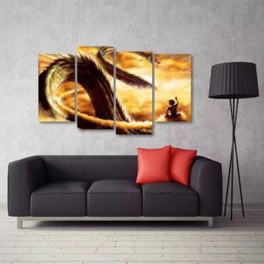 Imagem de Quadro Decorativo Dragon Ball Goku Quarto Em Tecido 4 Peças - Wall Fra