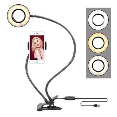 Imagem de Ring Light + Suporte Celular Self Luminária Abajur - Mr Vendas