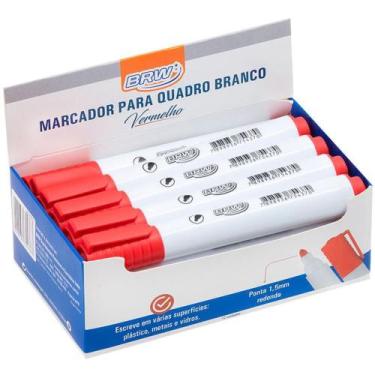 Imagem de Pincel para Quadro Branco Vermelho BRW Caixa com 12