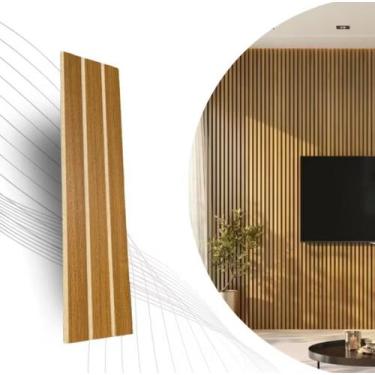 Imagem de 10 Placas Adesivas Painel Madeira Ripada Montavel 45x11 Mdf - STG, FRE