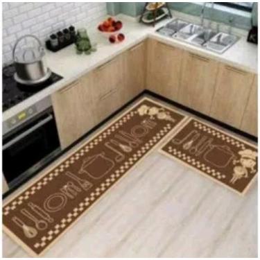 Imagem de Kit Passadeira Tapete de Cozinha Antiderrapante Fast Food - Casa Pedro