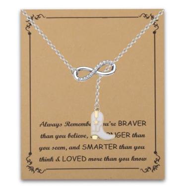 Imagem de FUSTMW Colar de bota de vaqueira, presentes para amantes de cavalos, presentes equestres para proprietários de cavaleiros, joias de vaqueira para mulheres, Aço inoxidável, nagem