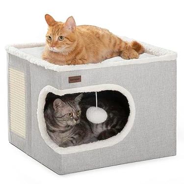 Imagem de Garnpet Cama de Gato para Gatos Internos, Casa Cúbica, Camas e Móveis Cobertos para Cavernas de Gatos com Almofada de Arranhar e Barraca Escondida, Lindo Condomínio Moderno para Gatos para Vários Anim