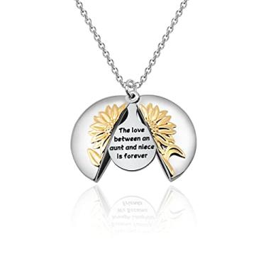 Imagem de WUSUANED Colar de girassol para presente Aunt Niece The Love Between Aunt And Niece Is Forever Aunt Gifts From Niece, Large, Aço inoxidável