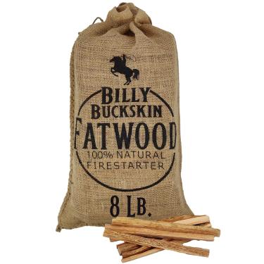 Imagem de BILLY BUCKSKIN HOME & BEAUTY Billy Buckskin Co. Saco de Serapilheira de Palitos Fatwood Fire Starter | Conjunto para Presente de Fatwood, Vem Em Uma Elegante Bolsa de Estopa | Comece Um Fogo com Apena