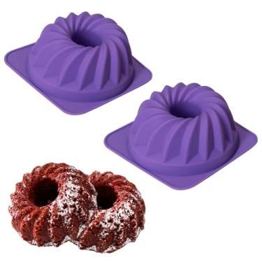 Imagem de Mini assadeira de bolo de silicone da Bakerpan, molde de bolo de 4 3/4 polegadas - conjunto de 2 (pequeno)