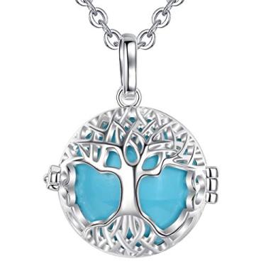 Imagem de AEONSLOVE Angel Chime Caller Tree of Life Harmony Ball - Cordão de couro de 76 cm e corrente de prata de 111 cm, Cobre, Sem Pedra Preciosa