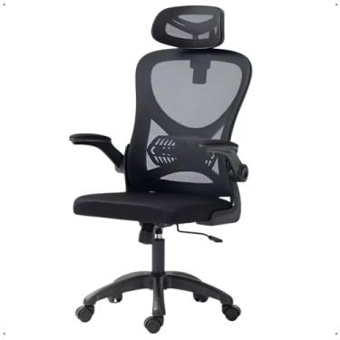 Imagem de Cadeira Presidente Giratória Ergonômica Assento Confortável Apoio Braços Estofado Office Escritório - Lojas RPM (Preto)