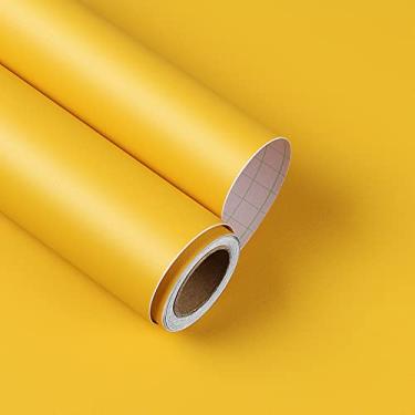 Imagem de YENHOME Papel de parede amarelo 76 cm x 93 cm papel de parede de contato para armários e gavetas autoadesivo para locatário papel de parede para quarto sala de estar amarelo papel de parede descascar