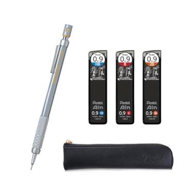 Imagem de QULLITY Lapiseira de desenho Graph Gear 500 + grafite Ain HB/B/2B, capa fina preta original (0,9 mm)