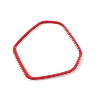 Imagem de Hudiriy Moldura de acabamento de volante compatível com Corvette C8 2020-2023, adesivo de moldagem de moldura de proteção de etiqueta de volante acessórios interiores (ABS, vermelho esportivo)