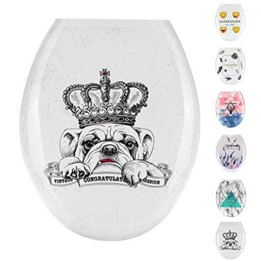 Imagem de Assento de vaso sanitário Assentos de vaso sanitário fáceis de montar Lindo design impresso substituição de tampa de vaso sanitário Engrossar placa universal tipo U PP para cachorro de banho-