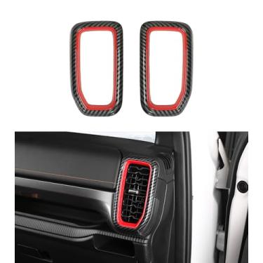 Imagem de Acabamento interno frontal de saída de ventilação de ar condicionado compatível com caminhão Ford Ranger XL XLT Lariat Raptor SuperCrew 2024 2025, pacote com 2 (aparência de fibra de carbono)