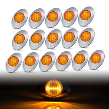 Imagem de TMH [16 peças, mini âmbar de 7,6 cm, 3 lâmpadas ovais de LED com moldura cromada, montagem em superfície para caminhonete, caminhonete, ônibus, trator, reboque, 12 V CC 3528 SMD