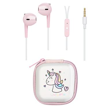 Imagem de BByogooz Fones de ouvido para crianças com estojo de armazenamento, fone de ouvido infantil fofo com microfone para escola, fones de ouvido intra-auriculares com fio para meninas, meninos e adultos