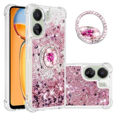 Imagem de Dinglijia Capa de ajuste fino para Xiaomi Redmi 13C, capa para Xiaomi Poco C65, capa de proteção de silicone com efeito areia movediça líquido com glitter para Xiaomi Poco C65/Redmi 13C, WZ ouro rosa