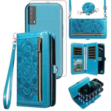 Imagem de Asuwish Capa de telefone para TCL Stylus 5G 2022 com zíper carteira magnética destacável com protetor de tela de vidro temperado alça transversal flor porta-cartão de crédito TLC Stylo G5 6.81 T779W