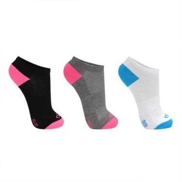 Imagem de Kit Meia Olympikus TRPK Treino Cano Invisivel 3 Pares Feminino, Colori