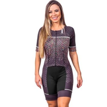 Imagem de Macaquinho com mangas triathlon elite pixel proteção uv 50+ kauna, M