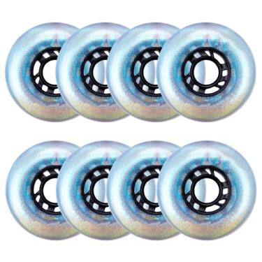 Imagem de JHKJ Rodas de skate em linha 72 mm/76 mm/80 mm rodas de substituição para patinação externa/interna, pacote com 8 sem rolamentos, Galaxy, 80 mm