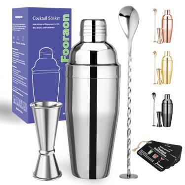 Imagem de Fooraon Conjunto De Coqueteleira De 24 Onças - Coador Embutido Para Coqueteleira De Bebidas, Dosador Duplo De 2 Onças E 1 Onça, Conjunto De Colheres De Mistura - Conjunto De Coqueteleira Profissiona