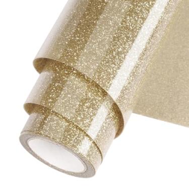 Imagem de WOOGLITTER Rolo De Vinil De Transferência Térmica Champagne Glitter Htv 12 Polegadas X 5 Pés Para Artesanato Em Camisetas Glitter Para Passar A Ferro Em Vinil Adequado Para Todas As Máquinas De Cort