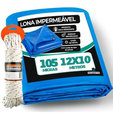 Imagem de Lona 12x10 Azul Impermeavel Piscina Barraca Camping Telhado em Polieti