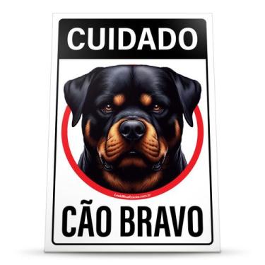 Imagem de Placa Sinalização Cuidado Rottweiler Cão Bravo 20x30cm - Look Placas d