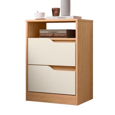 Imagem de Mesa de Cabeceira Sole 2 Gavetas Freijó/Off White (Vistas Flex) - ABZ