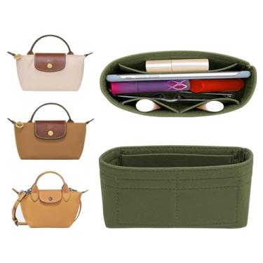 Imagem de LOUKAYCCI Mini organizador de feltro para bolsa Longchamp Mini XS, bolsa organizadora para bolsa de mão (verde)