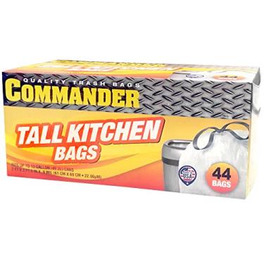 Imagem de Commander Sacos de lixo brancos com cordão para cozinha de 13 galões - 61 x 68 cm - pacote com 44 - para casa, cozinha, escritório, banheiro