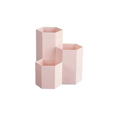 Imagem de Porta-lápis hexagonal para escritório doméstico, armazenamento de canetas, cosméticos, maquiagem, organizador de gaveta de mesa (pacote com 3)