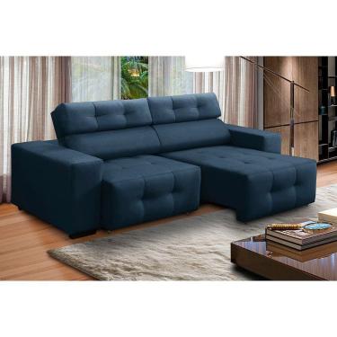 Imagem de Sofá 3 Lugares Retrátil e Reclinável Mariana 2,10m Suede Azul Madelina Decor