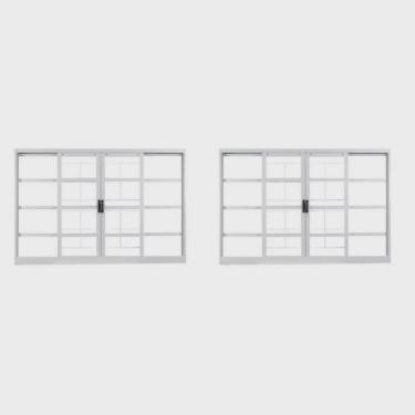 Imagem de Kit com 2 Janelas de Aço de Correr 100x150cm 4 Folhas com Grade Minas Sul mgm Branco
