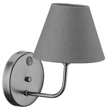 Imagem de Arandela de Parede Preta com Interruptor Cúpula Tecido Bivol