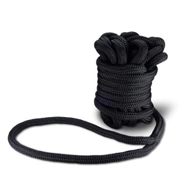 Imagem de NovelBee Linha de doca de 2,5 cm x 1,5 m, linha de doca de nylon trançado duplo, corda marinha de amarração resistente com ilhós de 61 cm, corda de barco e laços para ancoragem