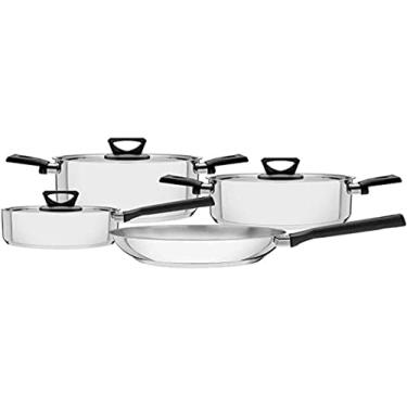 Imagem de Jogo de Panelas Tramontina Brava Baquelite em Aço Inox com Fundo Triplo e Cabos e Alças de Baquelite Preto 4 Peças
