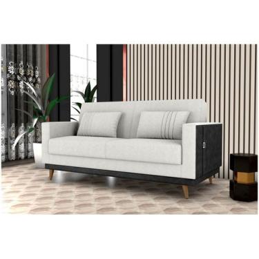 Imagem de Sofá-cama 3 Lugares Casal Reclinável Facto e Linho Matrix Esther, Pret