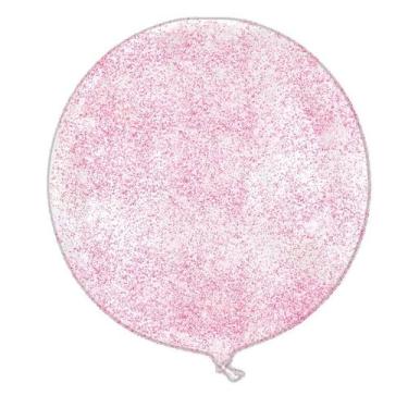 Imagem de Balão Bubble Transparente com Glitter Rosa - 18" 45cm - 01 Unidade - P