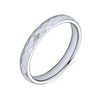 Imagem de Bling Jewelry Aliança de casamento unissex para casais multifacetada corte prisma titânio para homens para mulheres tom prata ajuste confortável largura média 3 5 6 8 mm, 5, Metal, Sem Pedra Preciosa