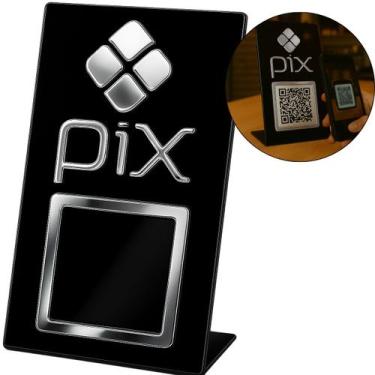 Imagem de Placa Qr Code Pix Pagamento Balcão Display Plaquinha Mesa Bar Quiosque