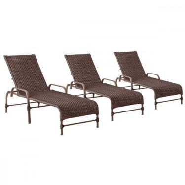 Imagem de 3 Espreguiçadeiras Reclinavel Catar Marrom Corda Nautica Trama Origina