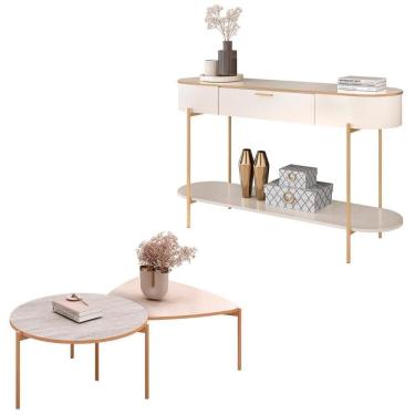 Imagem de Aparador De Sala E Mesas De Centro Olivia D04 Off White - Mpozenato