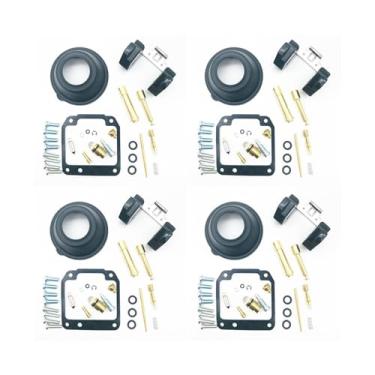 Imagem de 4 conjuntos de kit de rebulid de carburador para YMH XJR400 1993-1999 válvula flutuante de parafuso de mistura de ar de diafragma de vácuo