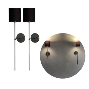 Imagem de Kit 2 Arandelas luminária  Vintage  de Alumínio com Cúpula  de algodão