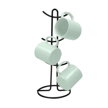 Imagem de Suporte Organizador 6 Canecas Porta Xícaras Café Bancada Cozinha Preto Fosco - 1126PT Future