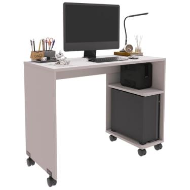 Imagem de Escrivaninha Beauty Mesa Computador Notebook Nicho Para Gabinete E Rodízios (Branco)