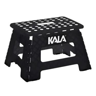 Imagem de Banqueta Banquinho Plástico Dobrável 22cm 150kg Alça Preta - Kala